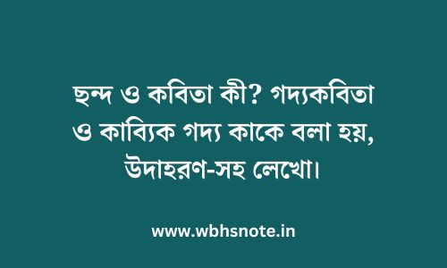 ছন্দ ও কবিতা কী? গদ্যকবিতা ও কাব্যিক গদ্য কাকে বলা হয়, উদাহরণ-সহ লেখো