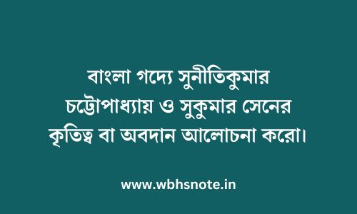 বাংলা গদ্যে সুনীতিকুমার চট্টোপাধ্যায় ও সুকুমার সেনের কৃতিত্ব বা অবদান আলোচনা করো