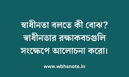 স্বাধীনতা বলতে কী বোঝ? স্বাধীনতার রক্ষাকবচগুলি সংক্ষেপে আলোচনা করো