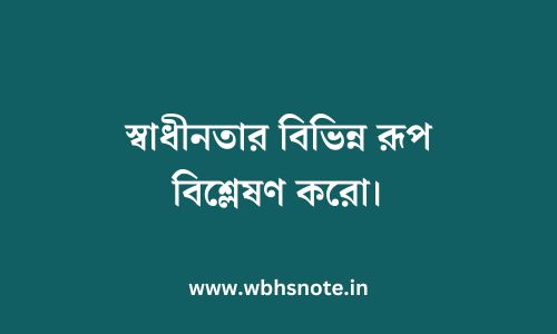 স্বাধীনতার বিভিন্ন রূপ বিশ্লেষণ করো