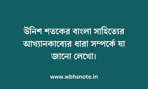 উনিশ শতকের বাংলা সাহিত্যের আখ্যানকাব্যের ধারা সম্পর্কে যা জানো লেখো