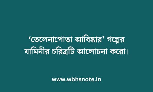 তেলেনাপোতা আবিষ্কার' গল্পের যামিনীর চরিত্রটি আলোচনা করো