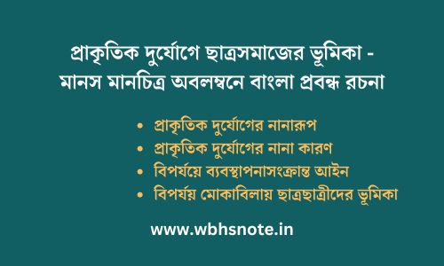 প্রাকৃতিক দুর্যোগে ছাত্রসমাজের ভূমিকা - মানস মানচিত্র অবলম্বনে বাংলা প্রবন্ধ রচনা