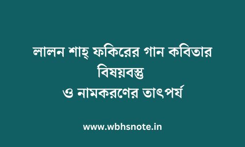 লালন শাহ্‌ ফকিরের গান কবিতার বিষয়বস্তু ও নামকরণের তাৎপর্য