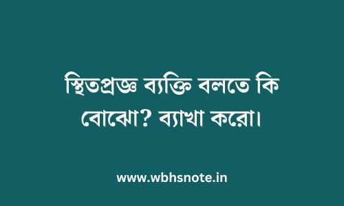 স্থিতপ্রজ্ঞ ব্যক্তি বলতে কি বোঝো? ব্যাখা করো