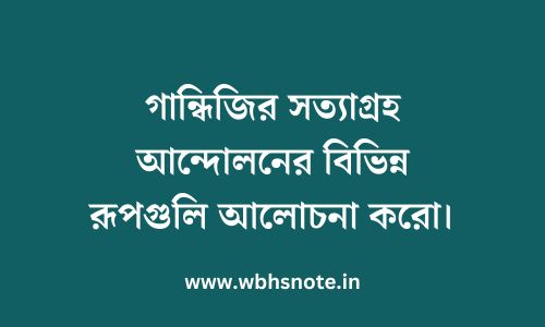 গান্ধিজির সত্যাগ্রহ আন্দোলনের বিভিন্ন রূপগুলি আলোচনা করো